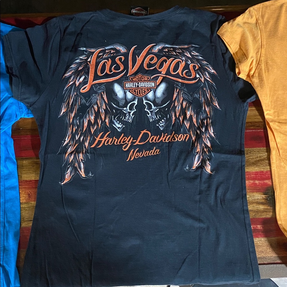 Harley-Davidson womens Flame Graphic Orange Tee - Picture 5 of 6
